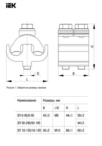 Зажим Плашечный ЗП 16-120/16-120 (SL4.26) IEK UZP-11-S16-S120 фото 2